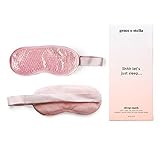 Eye Mask for Sleep & Hot Cold Therapy - Cooling Pink Gel Beads for Puffy Eyes Headache Relief Migraine Dry Redness Tired Eyes Blindfold With Adjustable Strap, Reusable, Microwave Safe