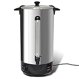 Dieser 25 Liter Edelstahl Wasserkocher ist für den professionellen Gastronomen ausgelegt und eignet sich auch für Alltagsgebrauch. Er besteht aus hochwertigem Edelstahl, stilvoller schwarzer Hitzeschutzbasis und Knöpfe & Hebegriffen.