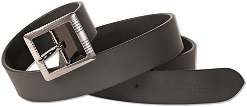 Rimbaldi – 100% Leather Belt With Metal Buckle, Smooth Buffalo Leather Modern Design – Matt/Black