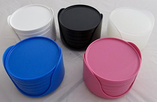 Coloured Sets of 6 Useful &amp; Attractive Robust Drink Coasters (Clear)