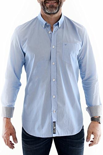 HANJO Men's Striped Dress Shirt -  blue - X-Large