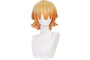 ZGNGLIZ Anime Cosplay Perücke für Demon Slayer: Kimetsu no Yaiba Characters Spielen Sie Kanroji Mitsuri Cosplay Perücken mit Free Wig Cap (Agatsuma Zenitsu)