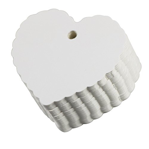 EDGEAM 100er Kraft Papier Geschenk Anhänger Etikette mit Jute Seil f. Weihnachten Hochzeit Geburtstag Party Decor (Weiß) - 4