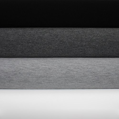 Jersey-Stoff UNI 4er-Set 50x85cm 1,7m² (8,8€/m²) 92% Baumwolle 8% Elastan (Schwarz-Dunkelgraumeliert-Graumeliert-Weiß)