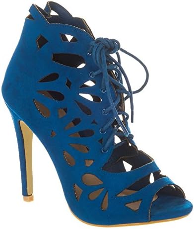 ZARA. Laser Cut Open Toe Back Zip Ghillie Shoe 5 ELECTRIC BLE