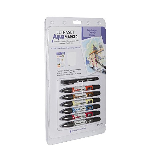 Letraset - Set para artista de 6 AquaMarker y 1 rotulador de punta fina, para paisaje