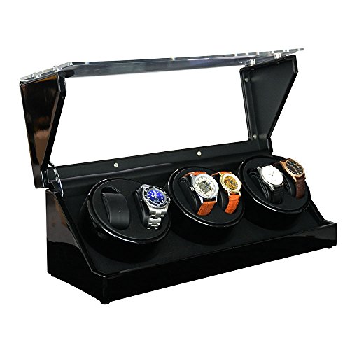 Preisvergleich Produktbild 1PLUS hochwertiger Premium Uhrenbeweger Uhrenvitrine Watch Winder schwarz für 6 Automatikuhren, schwarz