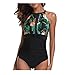 Produktbild SANFASHION Damen Einteiler Blume Schlüsselloch Netzartiger Monokini Kreuz Rückseite Druck Bikini Push-up Swimsuit