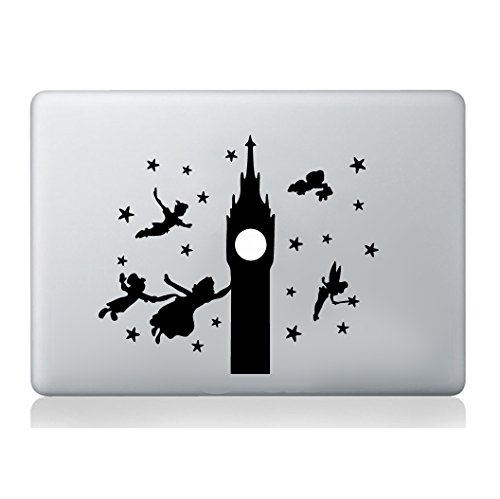 Wall4Stickers® Peter Pan Big Ben Etiqueta engomada de la silueta Macbook Laptop Decal Vinilo Piel Mural Art Macbook Laptop Decal Vinilo Piel Etiqueta Silueta Mural Art Graphics Pet