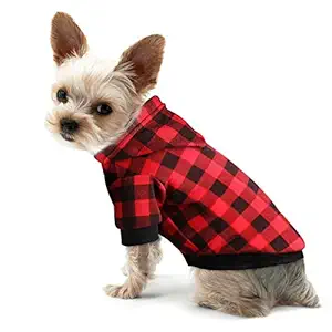 Blaoicni Plaid Dog Hoodie Sweatshirt Sweater for Extra Small Dogs Cat Puppy Clothes Coat Warm and Soft(XS)