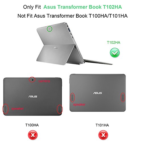 Asus Transformer Mini T102HA Hülle Case -Infiland Slim Fit Folio PU-lederne dünne Kunstleder Schutzhülle Cover Tasche für Asus Transformer Mini T102HA Tablet-PC (mit Auto Schlaf / Wach Funktion, Tablet und Tastatur sind nicht entgehaltet)(Dunkleblau) - 2