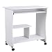 Produktbild VASAGLE Computertisch, Schreibtisch mit Rollen, PC Tisch mit Ablagen und Tastaturauszug, kompakter Bürotisch, einfache Montage, weiß LCD858W
