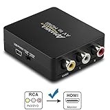 【RCA auf HDMI Adapter】3RCA/AV/CVBS zu HDMI Konverter: 3RCA/AV/CVBS in HDMI, Komposite analoges Signal in Digitalsignal(HDMI 720P oder 1080p@60Hz) wandeln.Geeignet für CVBS,aber nicht für RGB Signal
