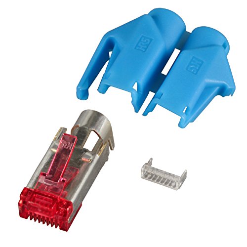 BIGtec 10 x RJ45 Stecker TM21 Hirose CAT.6 blau / Stecker + Tülle + Knickschutz / CAT6 Crimp Stecker