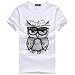Produktbild Herren T-shirt Tops,Dasongff Junge Männer Sommer Sweatshirt Pullover Slim Fit Printing Owl Tees Shirt Kurzarm Rundhals T-shirt Blusen Tops (M, Weiß)