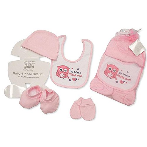 MaSaYa Cotton 4 pce Pink Owl Gift Set by Nursery Time