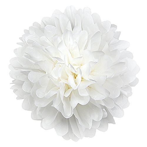 Simplydeko PomPom (Pom-Pom, Pompon) VIELE FARBEN | Pom Pom Deko für Hochzeit oder Party | PomPoms (Pom-Poms, Pompons) (Weiß, 20cm)