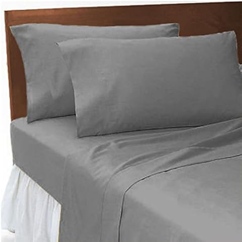 JUBILEEHOMEWARE Polycotton Plain Dyed Flat BED Sheet Single Double King Super King Sizes & Pillow Covers/cases (Super King, Grey)