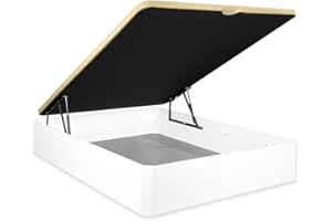 Somnia Descanso - Canapé Abatible súper Reforzado Gran Capacidad con Tapa Transpirable, Esquinas Redondeadas, 135 x 200, Blanco