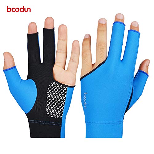 Preisvergleich Produktbild Billardhandschuhe Rutschig Atmungsaktiv Bequeme Drei-Finger-Snooker-Billard-Tischtenn... Handschuhe, Grillhandschuhe, Arbeitshandschuhe, (Color : BLUE-M-LEFT)