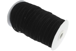 Perlin Ruban en velours, 10 m de long et 10 mm de large, décoratif, pour la confection de bijoux, l'ornement, noir