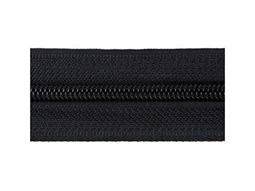 20m EndLos Reißverschluss 6mm Laufschiene + 20 Zipper Schwarz