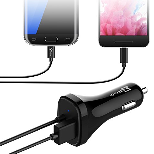 JETech Chargeur de Voiture  2-Port Chargeur Allume Cigare avec 5V 3A C  ble USB C  Noir