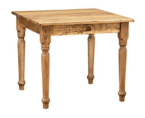 Biscottini Mesa rústico Madera Maciza de Tilo, Acabado Nogal L90 x PR90 X h78 cm