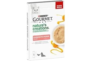 Purina Gourmet Nature's Creations Puree Snack für Katze mit Lachs und Karotte, 5 Beutel à 10 g