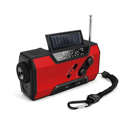 Bestyyo Radio de iluminación multifunción con manivela de Emergencia (2000 mAh, LED, Am/FM/Linterna) Rojo XXL