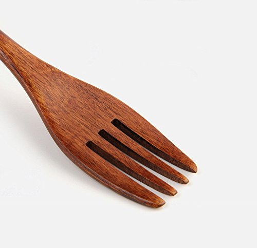 EQLEF® 4 Stück Naturholz -Frucht-Gabel Retro-Stil aus Holz und Süßwaren Gabel - 3