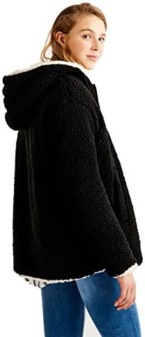 Vieliring Ladies Womens Soft Teddy Fleece Hooded Jumper Hoody Zip Weaf Coat on both sides Jacket Coat (Larger)