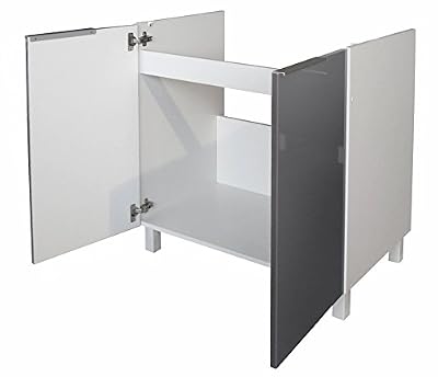 Belenus Berlenus CE8BG Meuble Bas de Cuisine sous Evier Gris Haute Brillance 80 cm