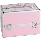Beautify Large Professional Aluminium Pink Beauty Make Up Nail Cosmetic Box Vanity Case