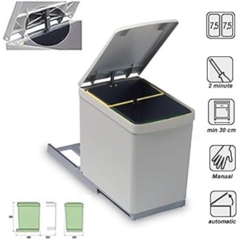 Elletipi PF01 Pattumiera Differenziata Estraibile - 18+8 Litri, Con Guide In Metallo - Foto 10