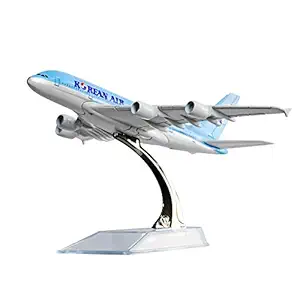 Qids Korean Air A380 Plane Model,16CM, Aircraft Models Birthday Gift 1:400