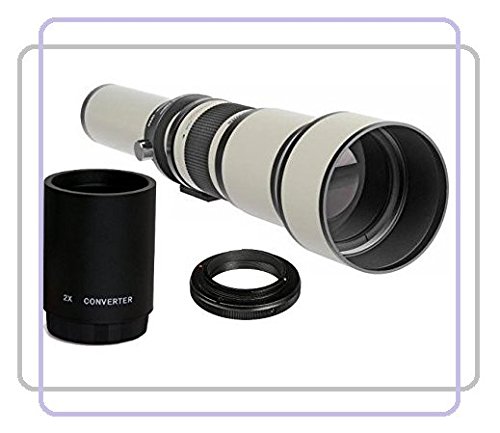 examen Téléobjectif 650-1300 mm / F 8,0-16,0 (2600 mm) Objectif Focus manuel (blanc) + convertisseur 2 x = 2600 mm pour Nikon D3000, D3100, D3200, D3300, D3400, D5000, D5100, D5200, D5300, D5500, D5600, D7000, D7100, D7200, DF, D3, D3s, D3 X, D4, D40, D40 x, D50, D60, D70, D70s, D80, D90, D100, D200, D300, D500, D600, D610, D700, D750, D800, D800E, D810 Appareil photo numérique Reflex