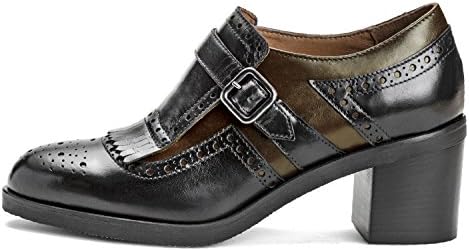 Mocassini Donna FRAU , pelle nero marrone, fibbia con frangia bicolore tacco 50, nuova collezione autunno inverno 2017/2018
