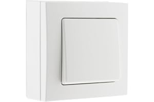 Zenitech - Interruptor Vaivén 10A de Superficie con Borne Automático Bel'Vue - Blanco - Aparato Eléctrico sin Tornillos a la Vista - Compatible con Molduras Estándar - Listo para Instalar