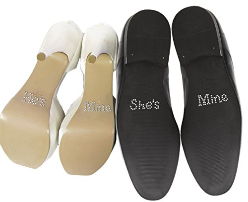 Set von "He 's Mine" She 's mine "Kristall Strass Hochzeit Schuh Aufkleber, Silber
