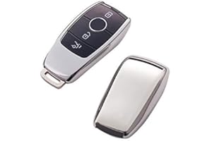 CAR PASSION Cover Guscio Chiave TPU Lucida Compatibile Con MERCEDES A B C E CLA CLK GLA GLC Silicone 3 Tasti Custodia Protezione Telecomando Auto (argento)