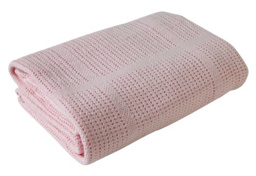 Clair de Lune Pram & Travel Extra Soft Cotton Cellular Blanket (Pink)