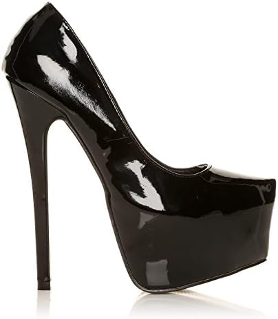 DONNA Black Patent PU Leather Stilleto Very High Heel Platform Court Shoes Size UK 4 EU 37