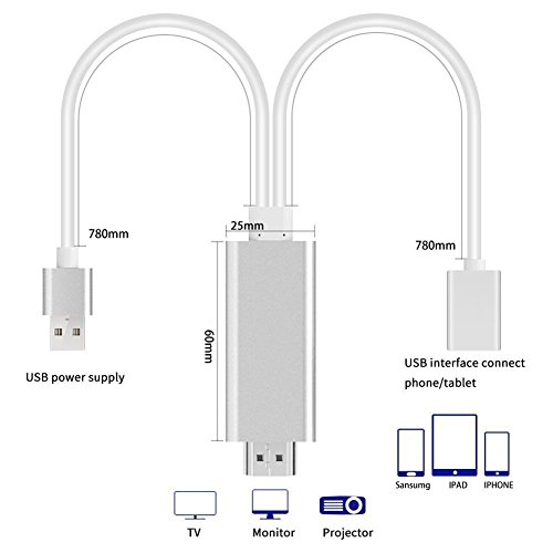 Lightning a HDMI, AMANKA Full HD 1080P Mirroring Cavo Adattatore ad Lightning MHL a HDMI HDTV per iPhone, iPad, Samsung, Huawei smartphones