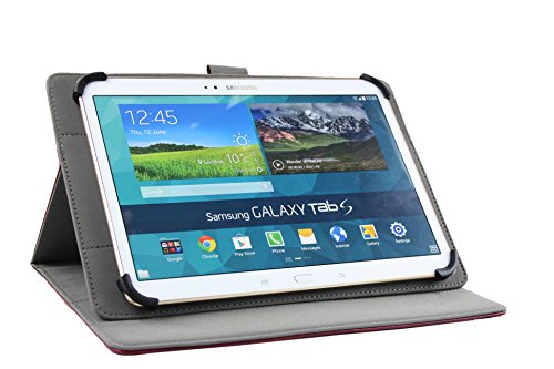 Emartbuy® YunTab D102 Tablet PC 10.1 Zoll Universalbereich ( 10 – 11 Zoll ) Distressed Maroon Multi Angle Exekutiv Folio Mappen Kasten Abdeckung mit Kartensteckplätze + Eingabestift - 2