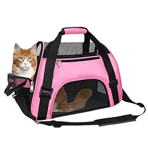 TIYOLAT Pet Carrier Bag, Airline Approved Duffle Bags, Pet Travel Portable Bag Home for Little Dogs, Cats and Puppies, Small Animals 40 x 20x 30cm (Pink)