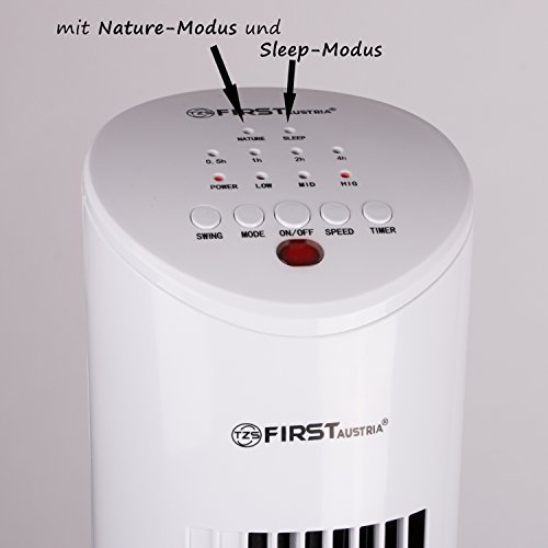 TZS First Austria – 60 Watt Säulenventilator mit Fernbedienung | Sleep-Modus | Nature-Modus| Timer bis zu 7,5 Std | Oscillation | Duftfach | Turmventilator | Towerventilator | maximal nur 51 dB | weiß - 2