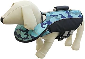 Ondoing Dog Lifejacket Floatation Vest Life Preserver Swimwear Breathable Secure Reflective Blue Camo L