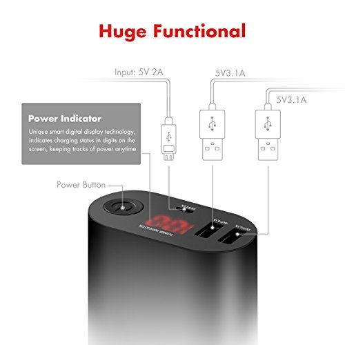 Tqka 20000mAh Cargador Port til 3 1A Doble Salida USB Carga Inteligente Alta Capacidad Bater a Externa con Monitor LED Digital para iPhone iPad Samsung y M s - Negro reviews Tqka 20000mAh Cargador Port til 3 1A Doble Salida USB Carga Inteligente Alta Capacidad Bater a Externa con Monitor LED Digital para iPhone iPad Samsung y M s - Negro