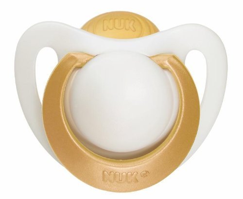 NUK 10171042 Latex Dummy Genius Extra Soft More Space Sunken Grip Ring Size 1 0-6 Months BPA free 1 Piece Gold by BabyCentre